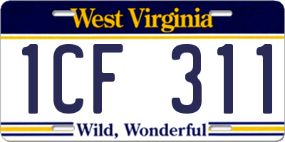 WV license plate 1CF311