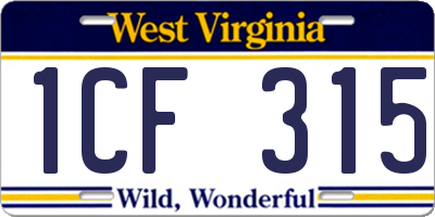 WV license plate 1CF315