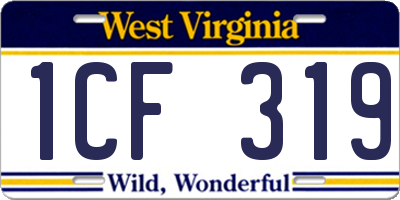 WV license plate 1CF319
