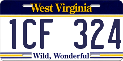 WV license plate 1CF324