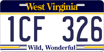 WV license plate 1CF326