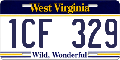 WV license plate 1CF329