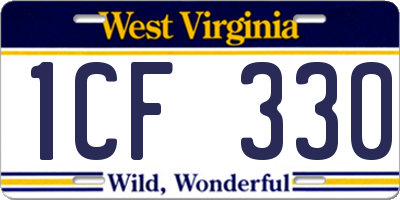 WV license plate 1CF330