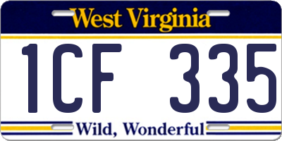 WV license plate 1CF335