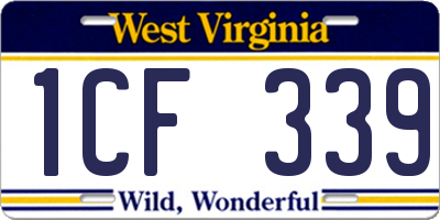 WV license plate 1CF339