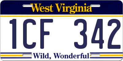WV license plate 1CF342