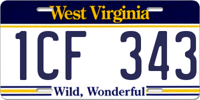 WV license plate 1CF343