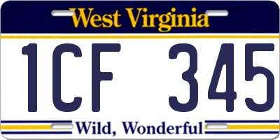 WV license plate 1CF345