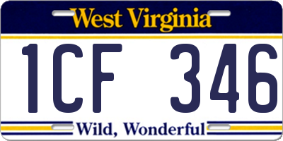 WV license plate 1CF346