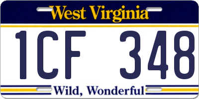 WV license plate 1CF348