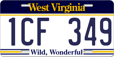 WV license plate 1CF349