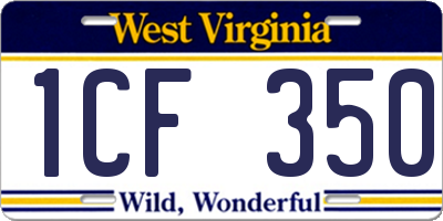 WV license plate 1CF350