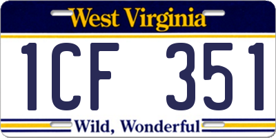 WV license plate 1CF351