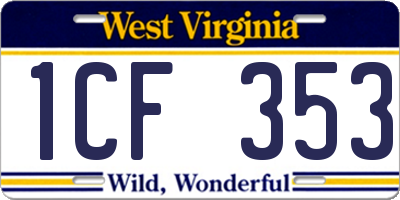 WV license plate 1CF353