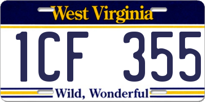 WV license plate 1CF355