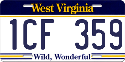 WV license plate 1CF359