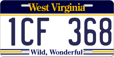 WV license plate 1CF368