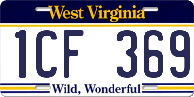 WV license plate 1CF369