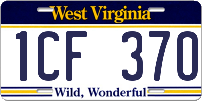 WV license plate 1CF370