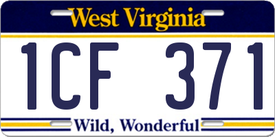 WV license plate 1CF371