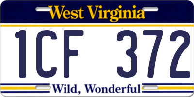 WV license plate 1CF372