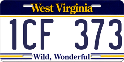 WV license plate 1CF373