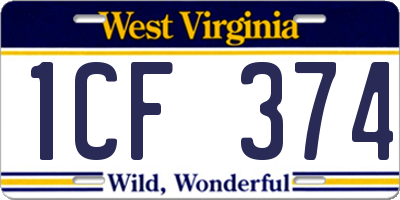 WV license plate 1CF374
