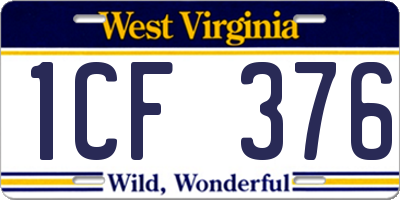 WV license plate 1CF376