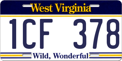 WV license plate 1CF378