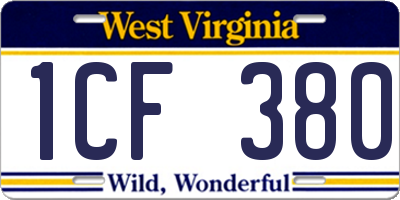 WV license plate 1CF380