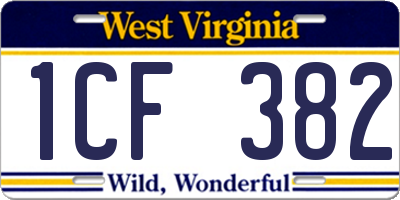 WV license plate 1CF382