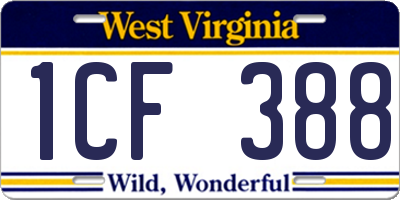 WV license plate 1CF388