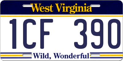 WV license plate 1CF390