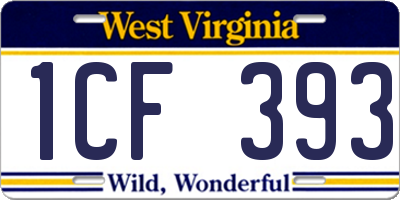 WV license plate 1CF393