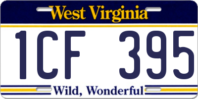 WV license plate 1CF395