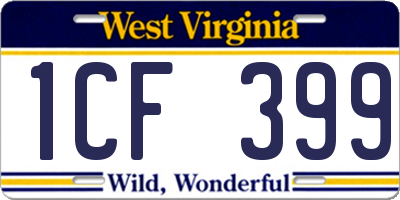 WV license plate 1CF399
