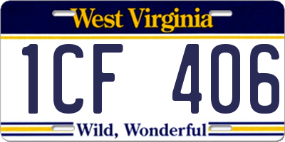 WV license plate 1CF406
