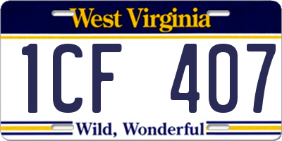 WV license plate 1CF407