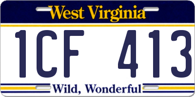 WV license plate 1CF413