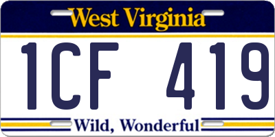 WV license plate 1CF419
