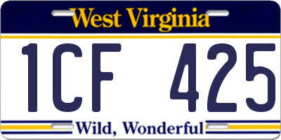 WV license plate 1CF425