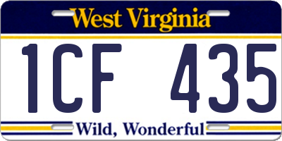 WV license plate 1CF435