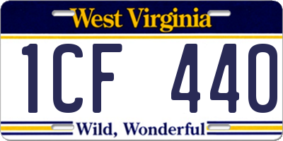 WV license plate 1CF440