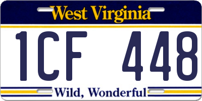 WV license plate 1CF448