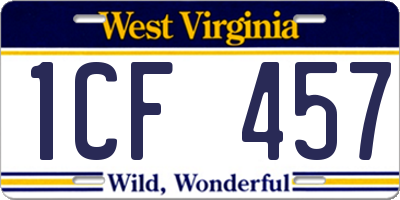 WV license plate 1CF457