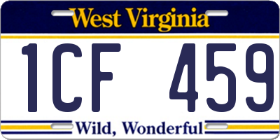 WV license plate 1CF459