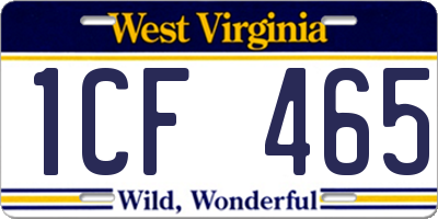WV license plate 1CF465