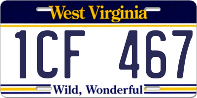 WV license plate 1CF467