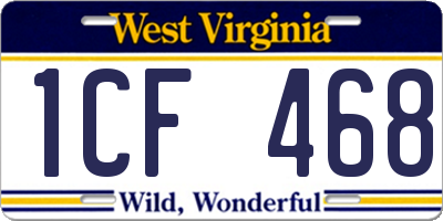 WV license plate 1CF468