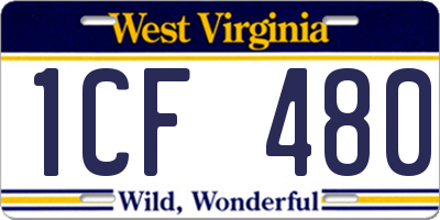 WV license plate 1CF480